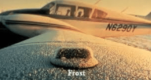 Image of frost ice on an aircraft